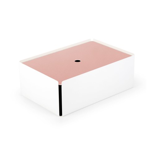 CHARGE-BOX blanc cuir rosé