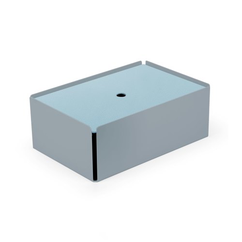 CHARGE-BOX gris petit-gris cuir bleu clair