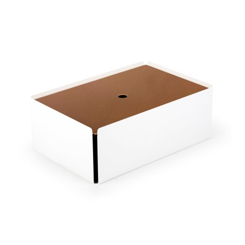 CHARGE-BOX blanc cuir cuivre