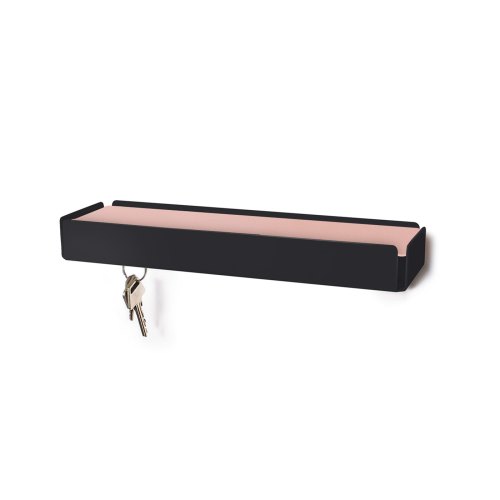KEY-BOX schwarz Lederauflage rosé