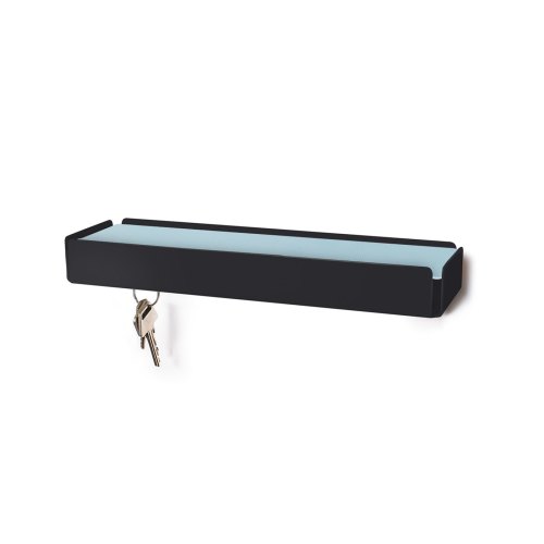 KEY-BOX schwarz Lederauflage hellblau