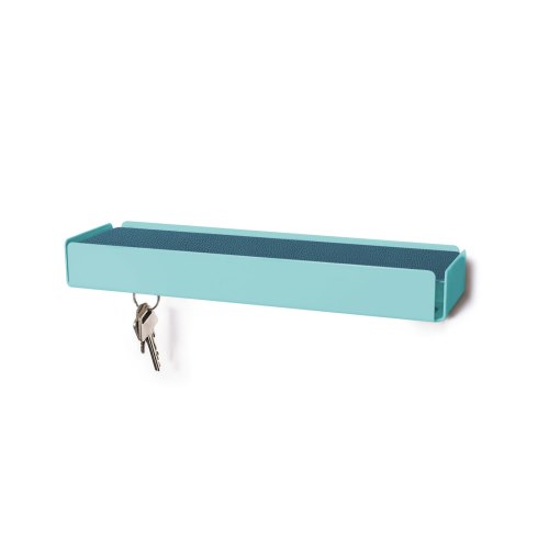 KEY-BOX pastelltürkis Lederauflage rauchblau