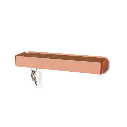 KEY-BOX beige red leather copper