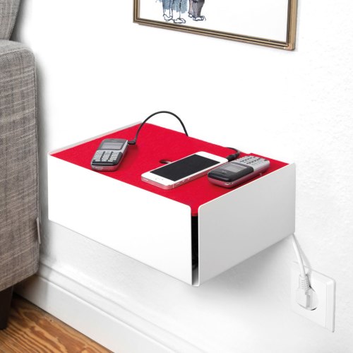 CHARGE-BOX beige red leather rose