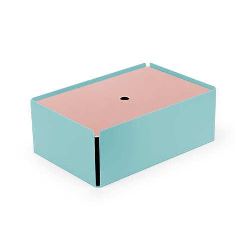 CHARGE-BOX turquoise pastel cuir rosé