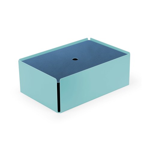 CHARGE-BOX turquoise pastel cuir bleu-fumé