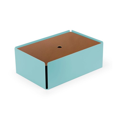 CHARGE-BOX pastelltürkis Leder kupfer