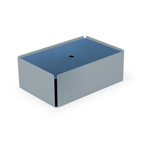 CHARGE-BOX gris petit-gris cuir bleu-fumé