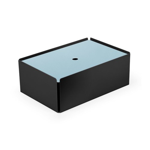CHARGE-BOX schwarz Leder hellblau