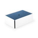 CHARGE-BOX blanc cuir bleu-fumé