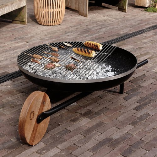 Fire Bowl With Barbecue Function, Wheelbarrow Fire Pit